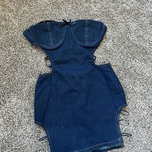 Dolls Kill Strapless Denim Dress
